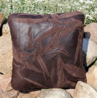 Real leather cushion with cross seam 50 x 30 in Sand Beige 2727