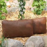 Zwei Lederkissen 50x30 Hirschbraun mit abgerundeten Ecken
