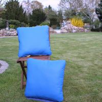 2 Lederkissen 50x50 cm Hellblau mit praller Füllung